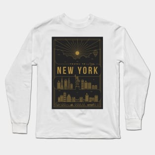 New York Minimal Lineal Poster Long Sleeve T-Shirt